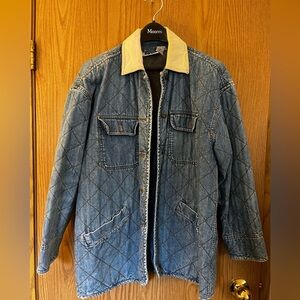 DKNY Quilt Denim Jacket with Cream Cord Collar